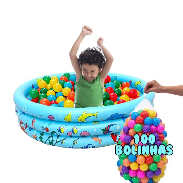 Imagem de Piscina Infantil Inflável 100 Litros Colorido + 100 Bolinhas