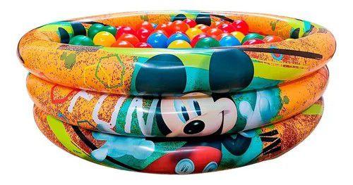 Piscina Infantil Inflável 100 Litros mickey + 50 Bolinhas - Etitoys Imagem de Piscina Infantil Inflável 100 Litros mickey + 50 Bolinhas