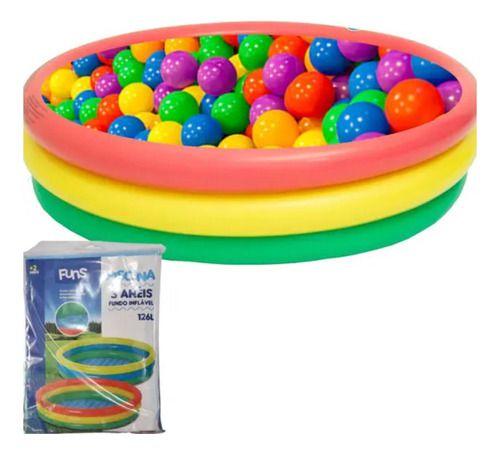 Imagem de Piscina Infantil Inflável 126 Litros Colorida + 100 Bolinhas