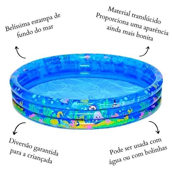 Imagem de Piscina Infantil Inflável 180 Litros Para Criança Estampa Fundo Do Mar