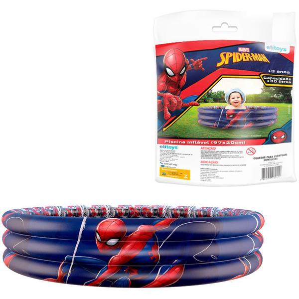 Imagem de Piscina Infantil Inflável 3 Anéis 130L Homem Aranha DYIN-109 - Etitoys