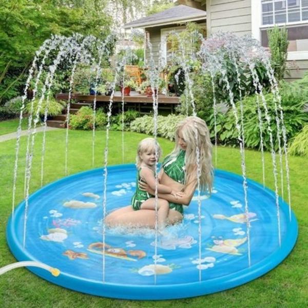 Imagem de Piscina infantil inflavel com chafariz brinquedo agua tapete pulverizador refrescante criança bebe almofada