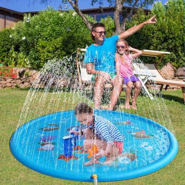 Imagem de Piscina infantil inflavel com chafariz brinquedo agua tapete pulverizador refrescante criança bebe almofada