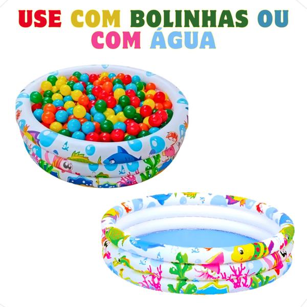 Imagem de Piscina Infantil Inflável Criança Estampa Fundo do Mar 180 Litros+Óculos de Natação Kids