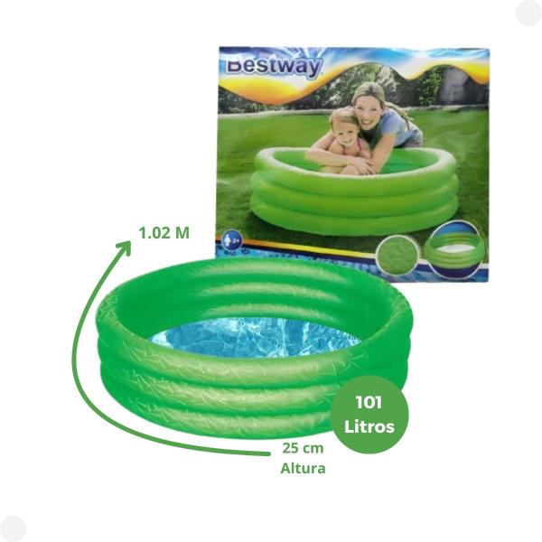 Imagem de Piscina Infantil Inflável Play de 101 Litros com 3 Anéis Verde 124040 - Bestway