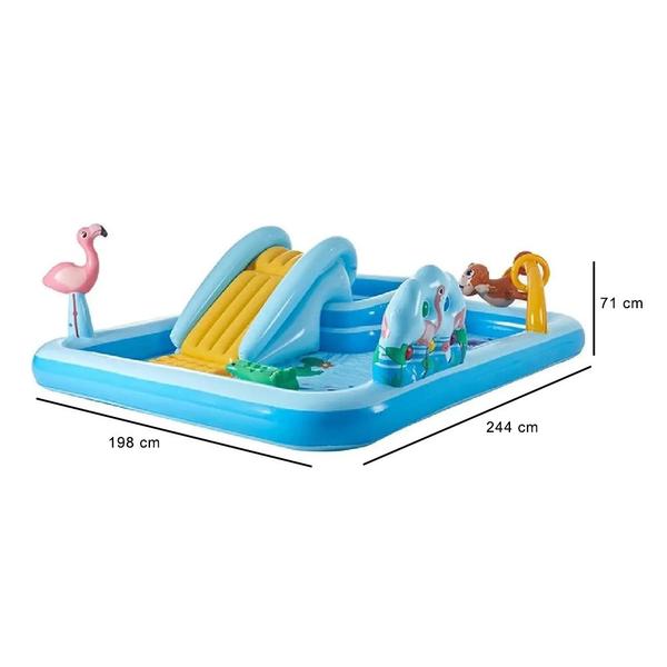 Imagem de Piscina Infantil Inflável Playground Aventura na Floresta 493 Litros Com Bomba de Ar Manual 3 Bicos Intex