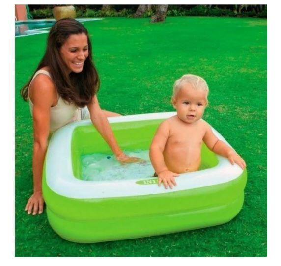 Imagem de Piscina Infantil Inflável quadrada - Verde E Branca - 57 Litros Intex