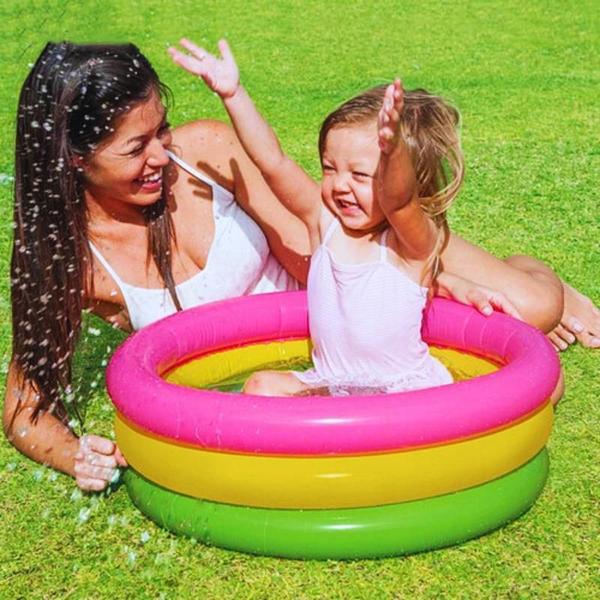 Imagem de Piscina Infantil Inflável Redonda Bebê Verão Natação Colorida Verão