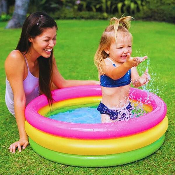 Imagem de Piscina Infantil Inflável Redonda Bebê Verão Natação Colorida Verão