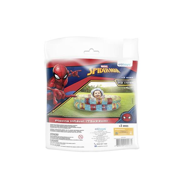 Imagem de Piscina Infantil Inflável Redonda Homem-Aranha 70L 75cm/22cm SEM Caixa Presente Criança Filhos Verão