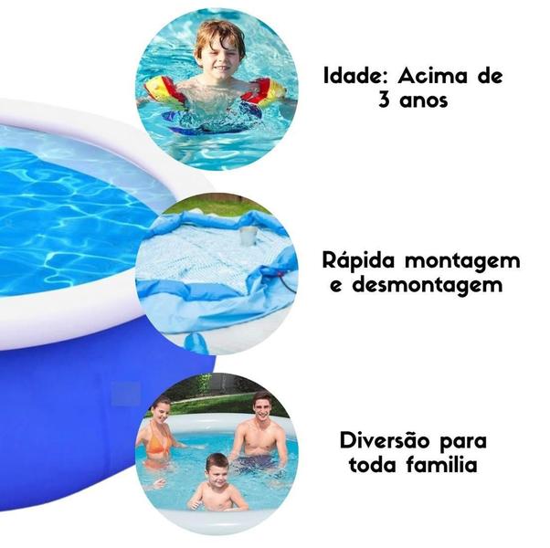 Imagem de Piscina Infantil Inflável Redonda Portátil 1000L Kit Reparo