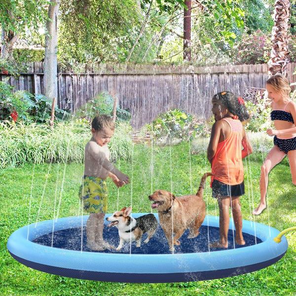 Imagem de Piscina Infantil Redonda Esteira Com Chafariz Jato D'Água P/ Crianças e Pets Em PVC Resistente 170cm