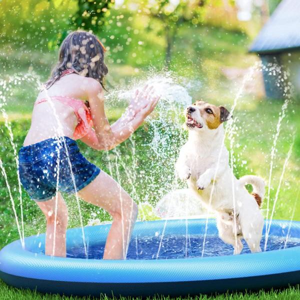 Imagem de Piscina Infantil Redonda Esteira Com Chafariz Jato D'Água P/ Crianças e Pets Em PVC Resistente 170cm