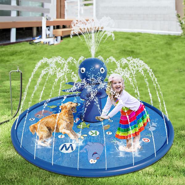 Imagem de Piscina Infantil Redonda Esteira Com Chafariz Jato D'Água P/ Crianças e Pets Em PVC Resistente 170cm