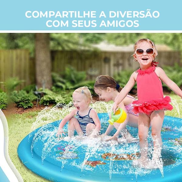 Imagem de Piscina Infantil Redonda Esteira Com Chafariz Jato D'Água P/ Crianças e Pets Em PVC Resistente 170cm