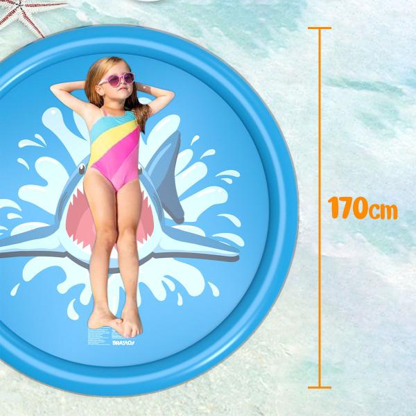 Imagem de Piscina Infantil Redonda Esteira Com Chafariz Jato D'Água P/ Crianças e Pets Em PVC Resistente Circular 170cm