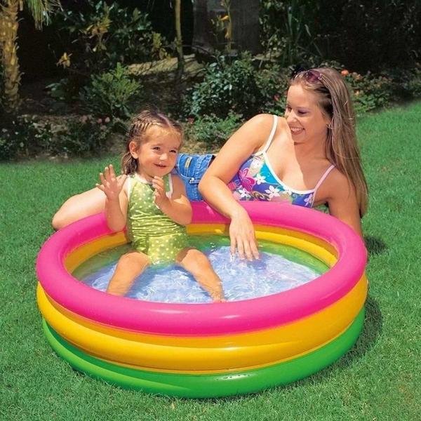 Imagem de Piscina Infantil Redonda Inflável Para Bebe Piscininha Praia 28 Litros 61x22 cm 