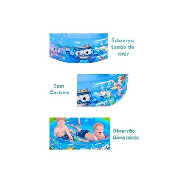 Imagem de Piscina Infantil Reforçada Inflável 88,5L Redonda Fundo Mar