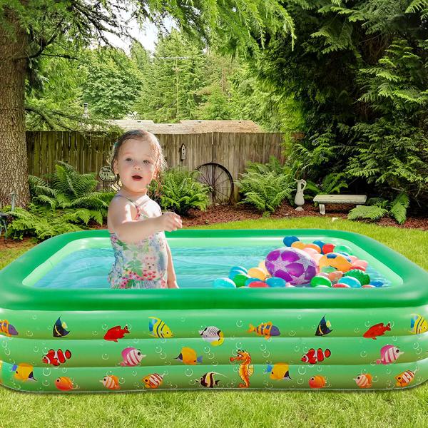 Imagem de Piscina Infantil Retangular 300 Litros P/ Crianças e Pets Em PVC Resistente