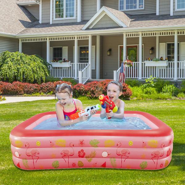 Imagem de Piscina Infantil Retangular 300 Litros P/ Crianças e Pets Em PVC Resistente