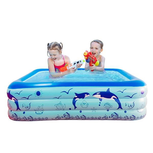 Imagem de Piscina Infantil Retangular 300 Litros P/ Crianças e Pets Em PVC Resistente