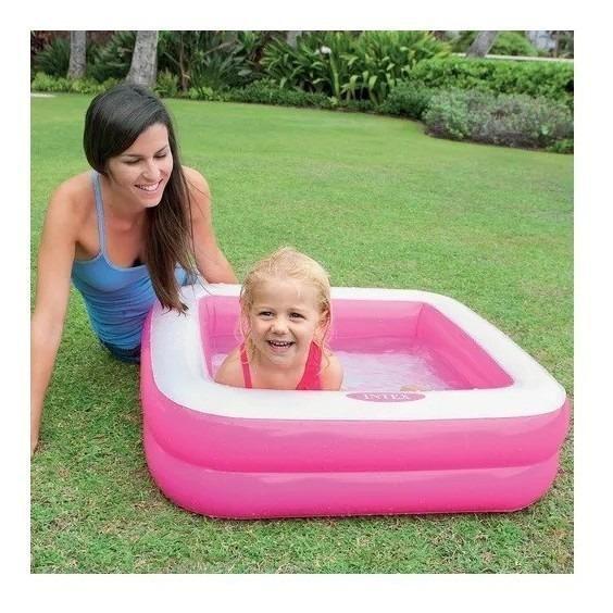 Imagem de Piscina Infantil Rosa Quadrada Com Fundo Inflável 57Litros