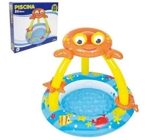 Piscina Infantil Verão Inflável Com Cobertura - Mega Variedade Imagem de Piscina Infantil Verão Inflável Com Cobertura