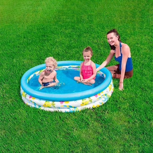 Imagem de Piscina Inflável 140 Litros Infantil Vida Marinha Bestway