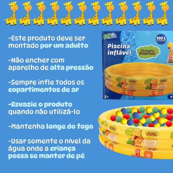 Imagem de Piscina Inflável 190L Estampas 3 Anéis + 50 Bolinhas Cores