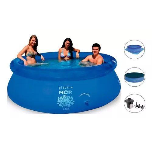 Imagem de Piscina Inflável 2400L Mor + Capa + Inflador Elétrico 127v