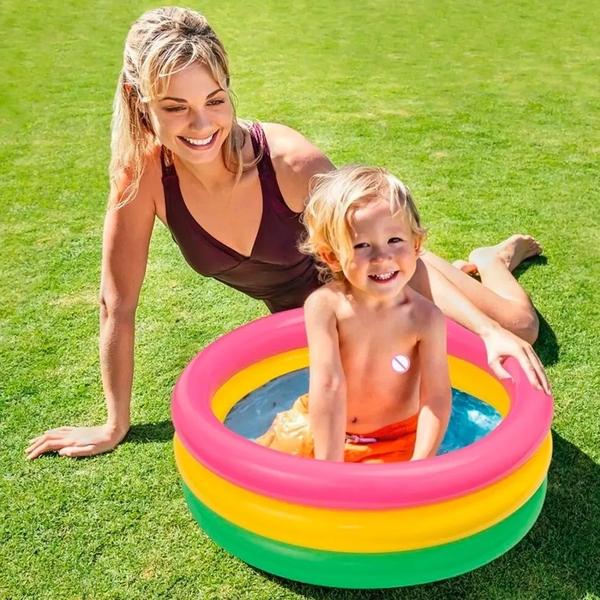 Imagem de Piscina Inflável 3 Anéis 88 Litros 76x25cm Colorida - Wellmix