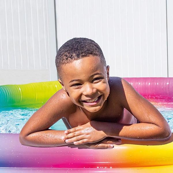 Imagem de Piscina Inflável 330 Litros Infantil 3 Anéis Arco-íris Intex