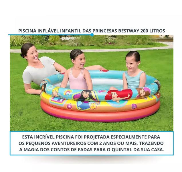 Piscina Inflável Bestway Princesas Disney Infantil Feminina 200 Litros 91099 Imagem de Piscina Inflável Bestway Princesas Disney Infantil Feminina 200 Litros 91099