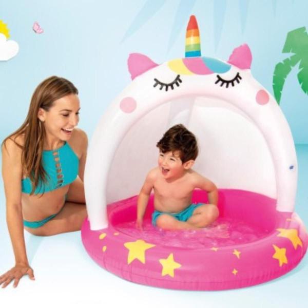 Imagem de Piscina inflavel c/ cobertura unicornio 45l + bomba elétrica