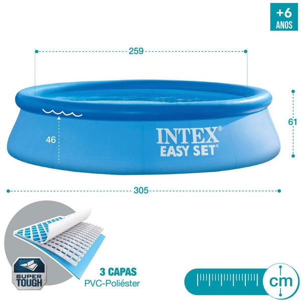 Imagem de Piscina Inflável Easy Set 3.077 Litros Com Bomba + Capa + Bomba Filtrante Intex