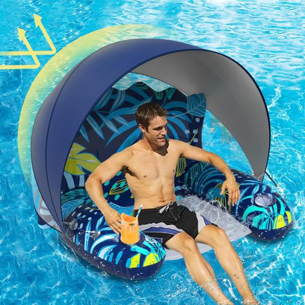 Imagem de Piscina inflável Floats Doopo com dossel para adultos com porta-copos