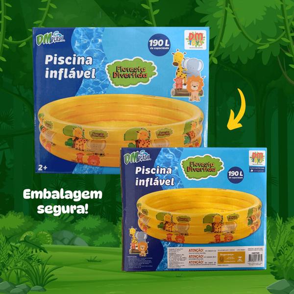 Imagem de Piscina Inflável Infantil 190L Com 3 Anéis Estampas Redonda