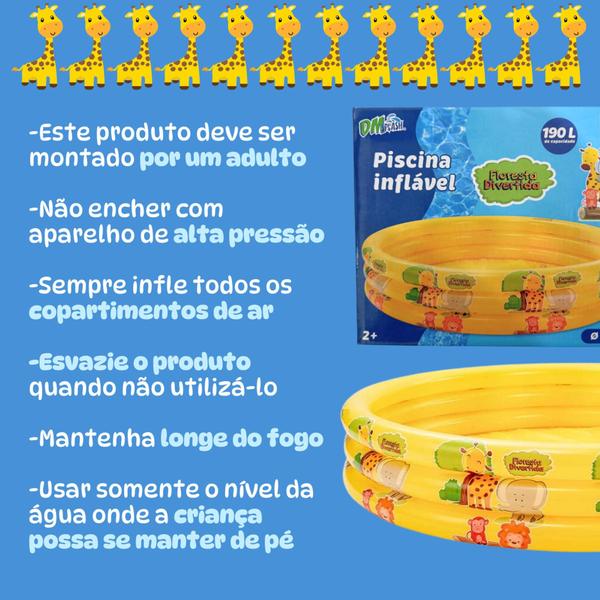 Imagem de Piscina Inflável Infantil 190L Com 3 Anéis Estampas Redonda