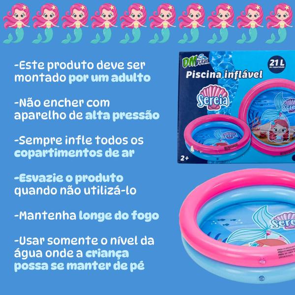 Imagem de Piscina Inflável Infantil 21L Com 2 Anéis Estampas Redonda