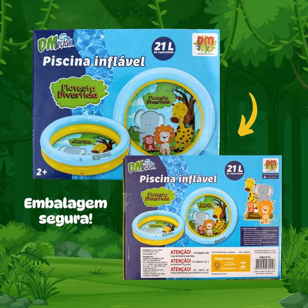 Imagem de Piscina Inflável Infantil 21L Com 2 Anéis Estampas Redonda