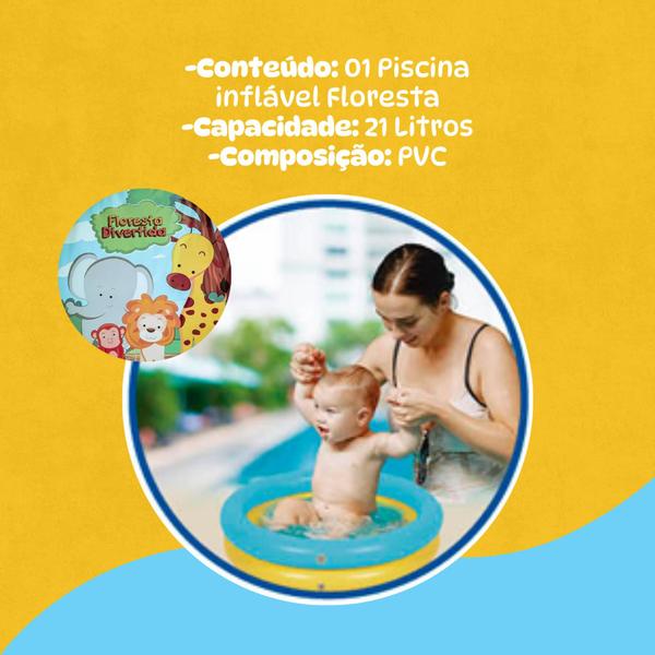 Imagem de Piscina Inflável Infantil 21L Com 2 Anéis Estampas Redonda