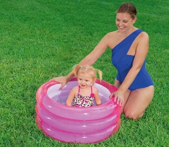 Imagem de Piscina Inflável Infantil 3 Anéis 43L Kiddie Pool Rosa Bel