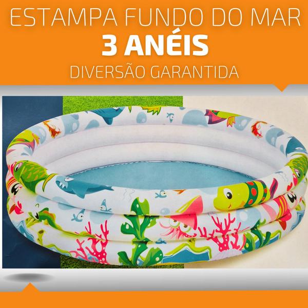 Imagem de Piscina Inflável Infantil Bebê 180l Criança Redonda Plástico 3 Anéis Kids Playground