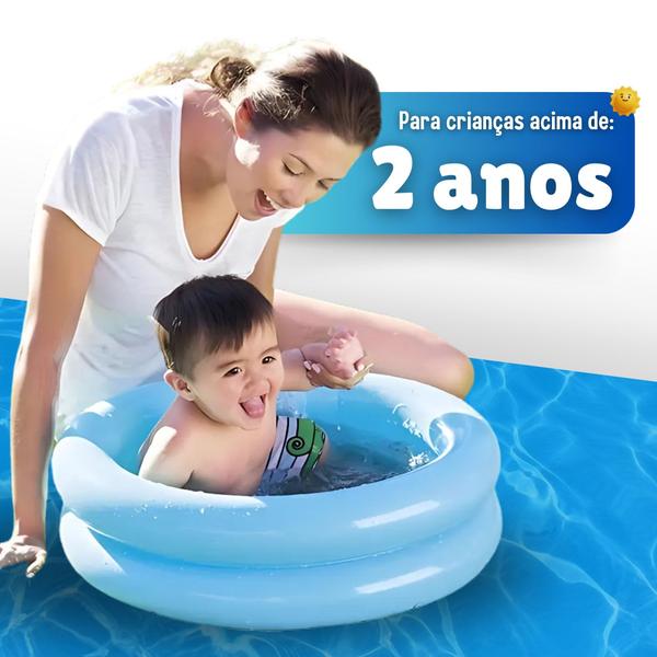 Imagem de Piscina Inflável Infantil Bebê Pequena Redonda 21l Plástico Cor Azul