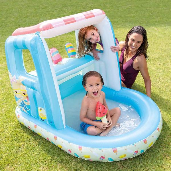 Imagem de Piscina Inflável Infantil Com Cobertura Ice Cream 60 Litros Intex