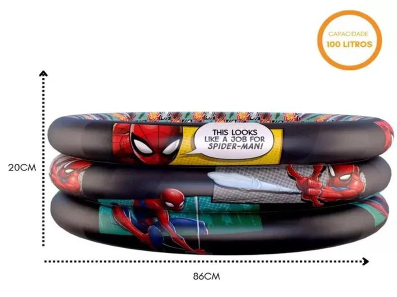 Imagem de Piscina Inflável Infantil Homem Aranha Marvel 100 Litros Redonda