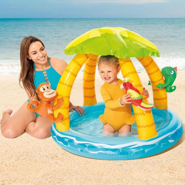 Imagem de Piscina Inflável Infantil Ilha Tropical 45L C/ Cobertura Intex