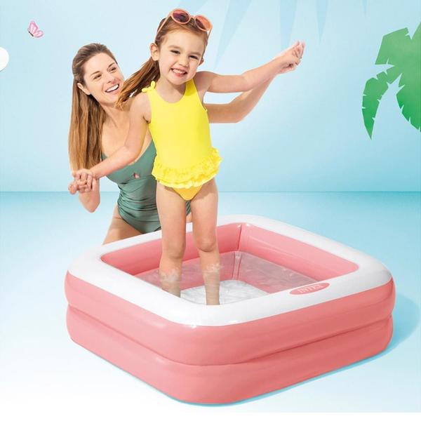 Imagem de Piscina Inflável Infantil Quadrada com Base Inflável 57 Litros Intex