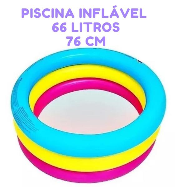 Imagem de Piscina Inflavel Infantil Redonda 3 Anéis 66 litros -76 cm