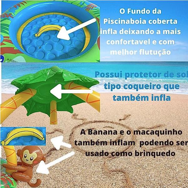 Imagem de Piscina Inflável Infantil Redonda Com Cobertura Macaquinho 53 Litros